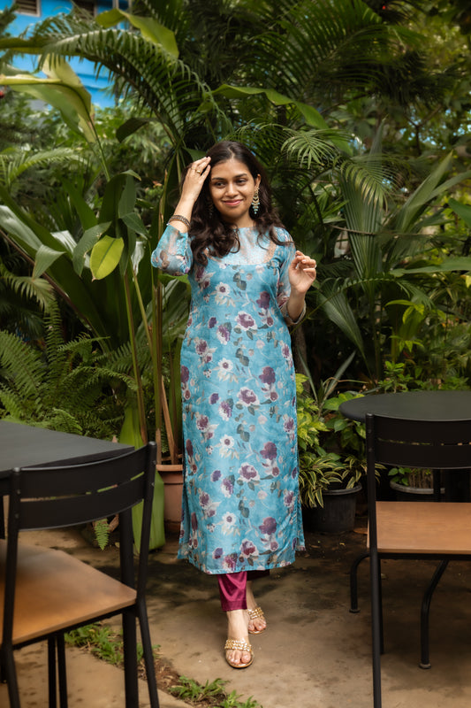 Blue Floral & Brocade