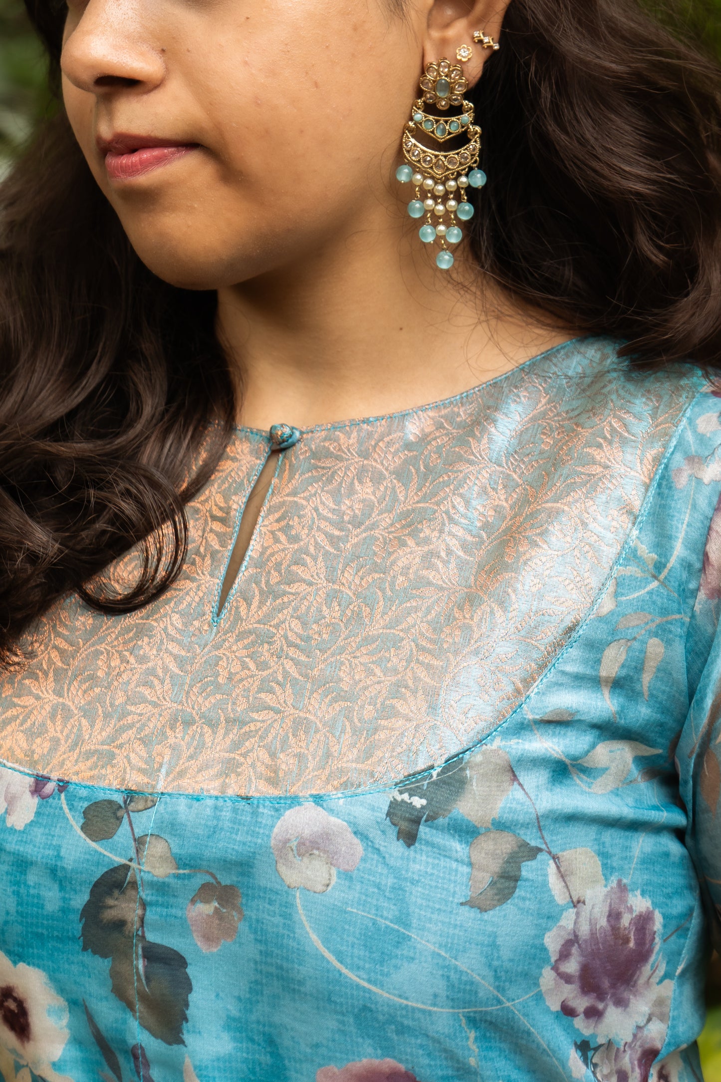 Blue Floral & Brocade