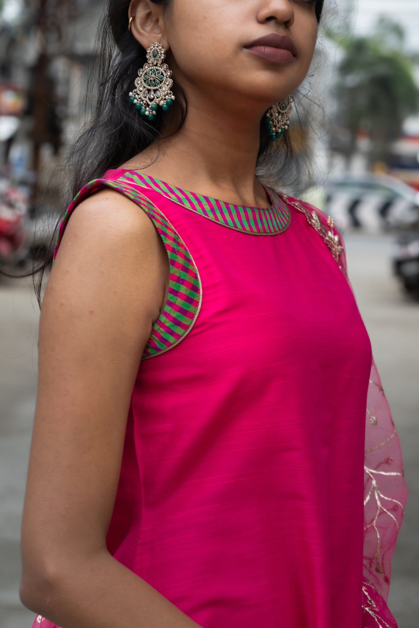 Rani Pink Silk Kurti