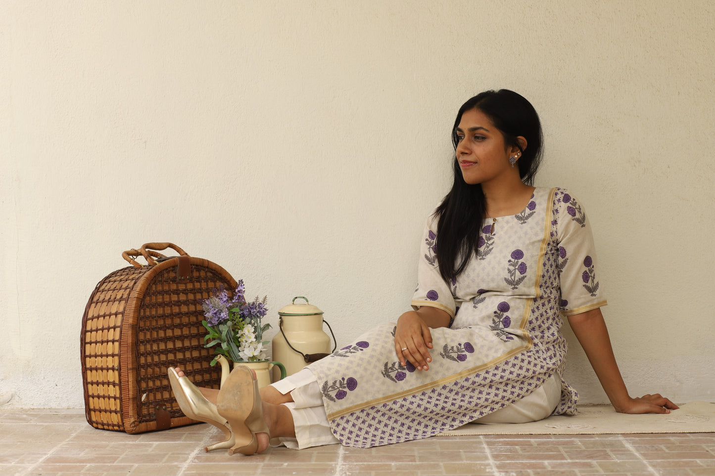 Purple Printed Cotton - Sakyaa India