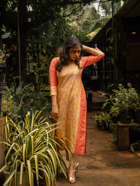 Peach Dupion & Muslin