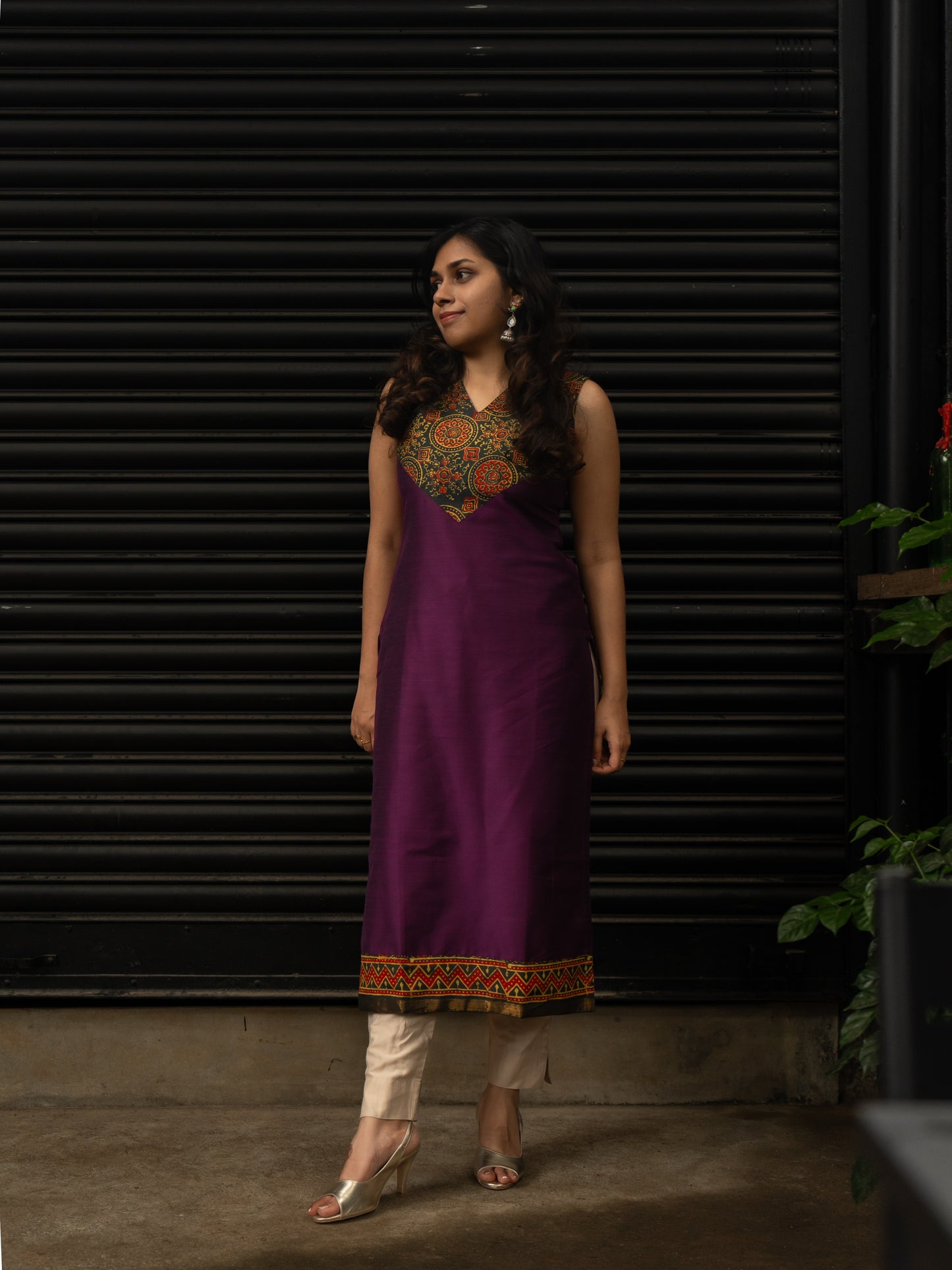 Purple Ajrakh Kurti