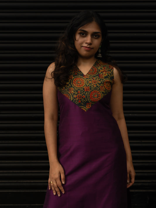 Purple Ajrakh Kurti