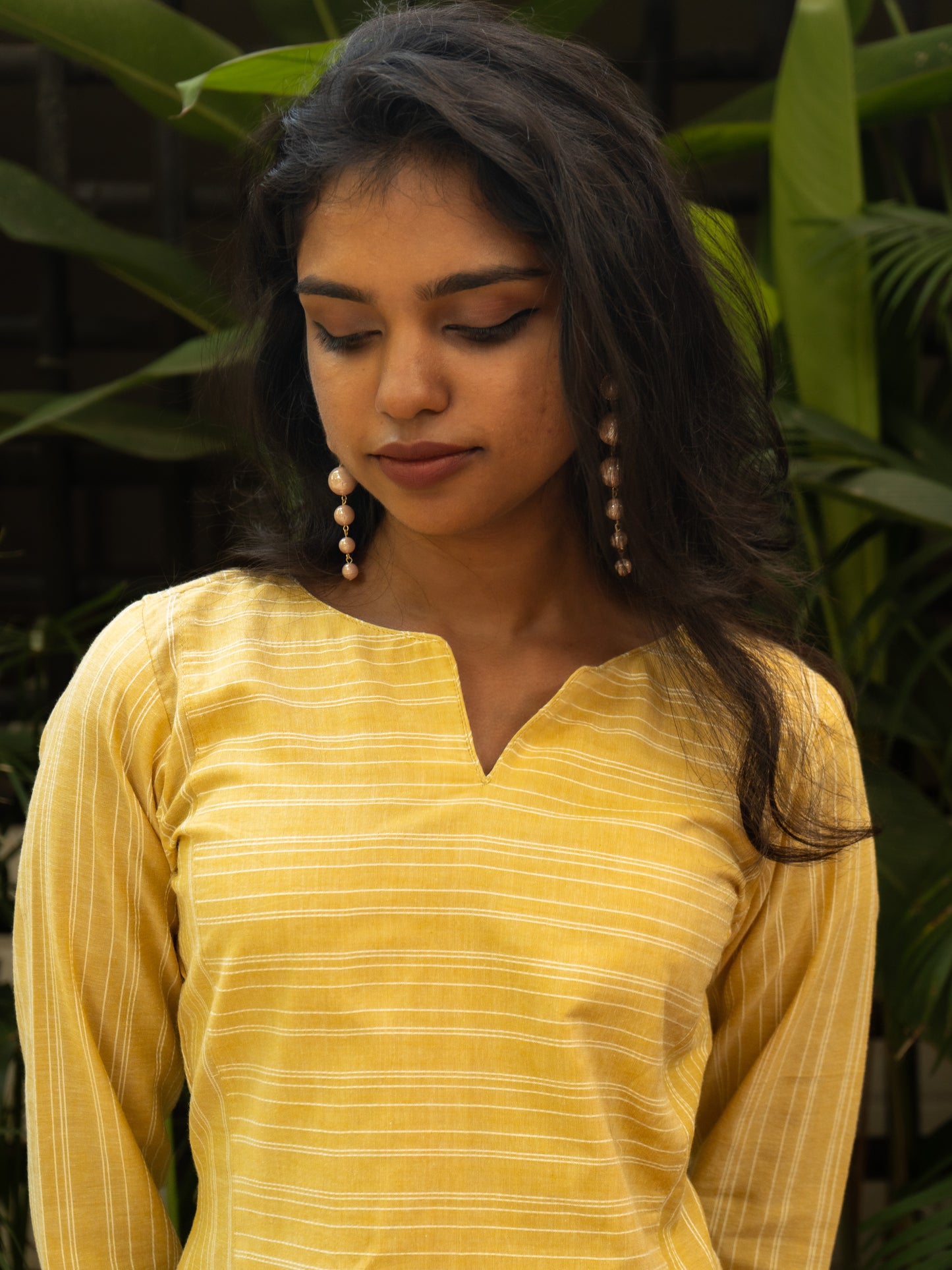 Soft Cotton Kurti w White Pinstripes