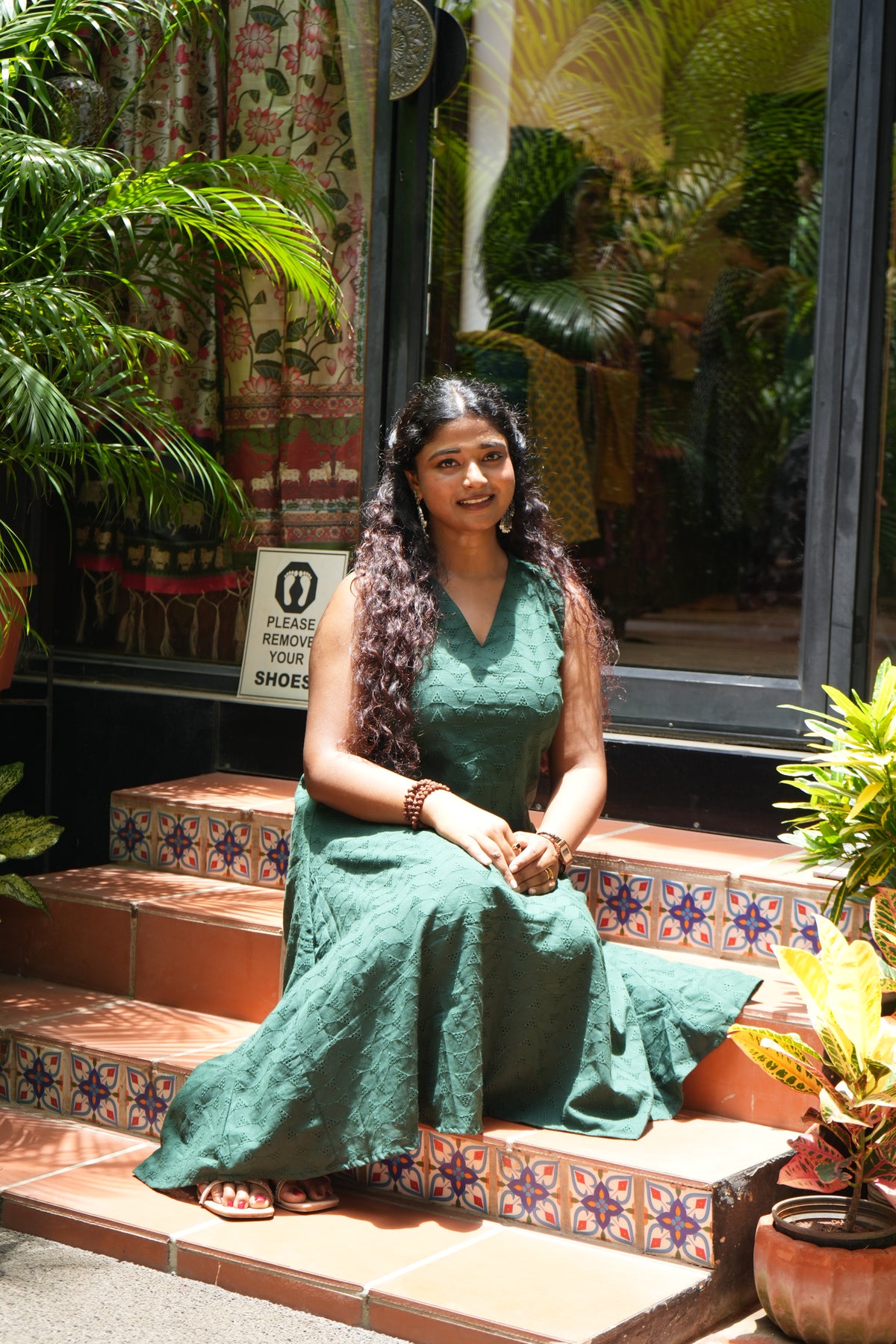 Green hakoba dress