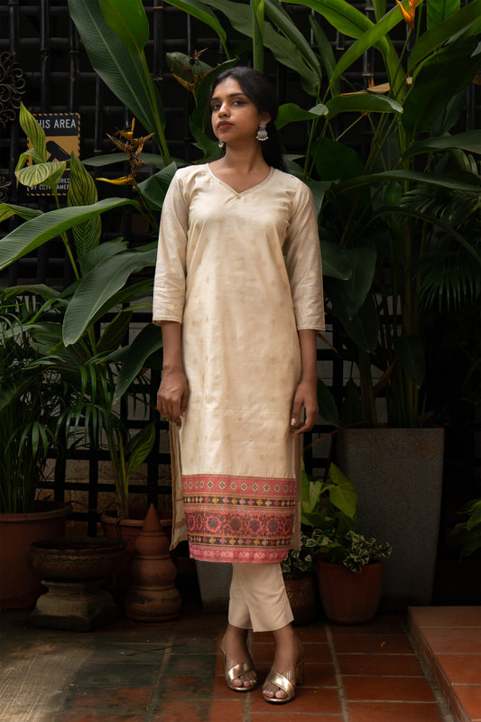 Cream & Printed Pink