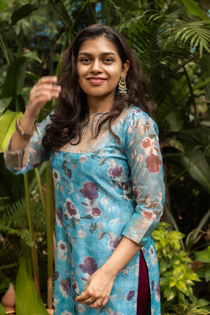Blue Floral & Brocade