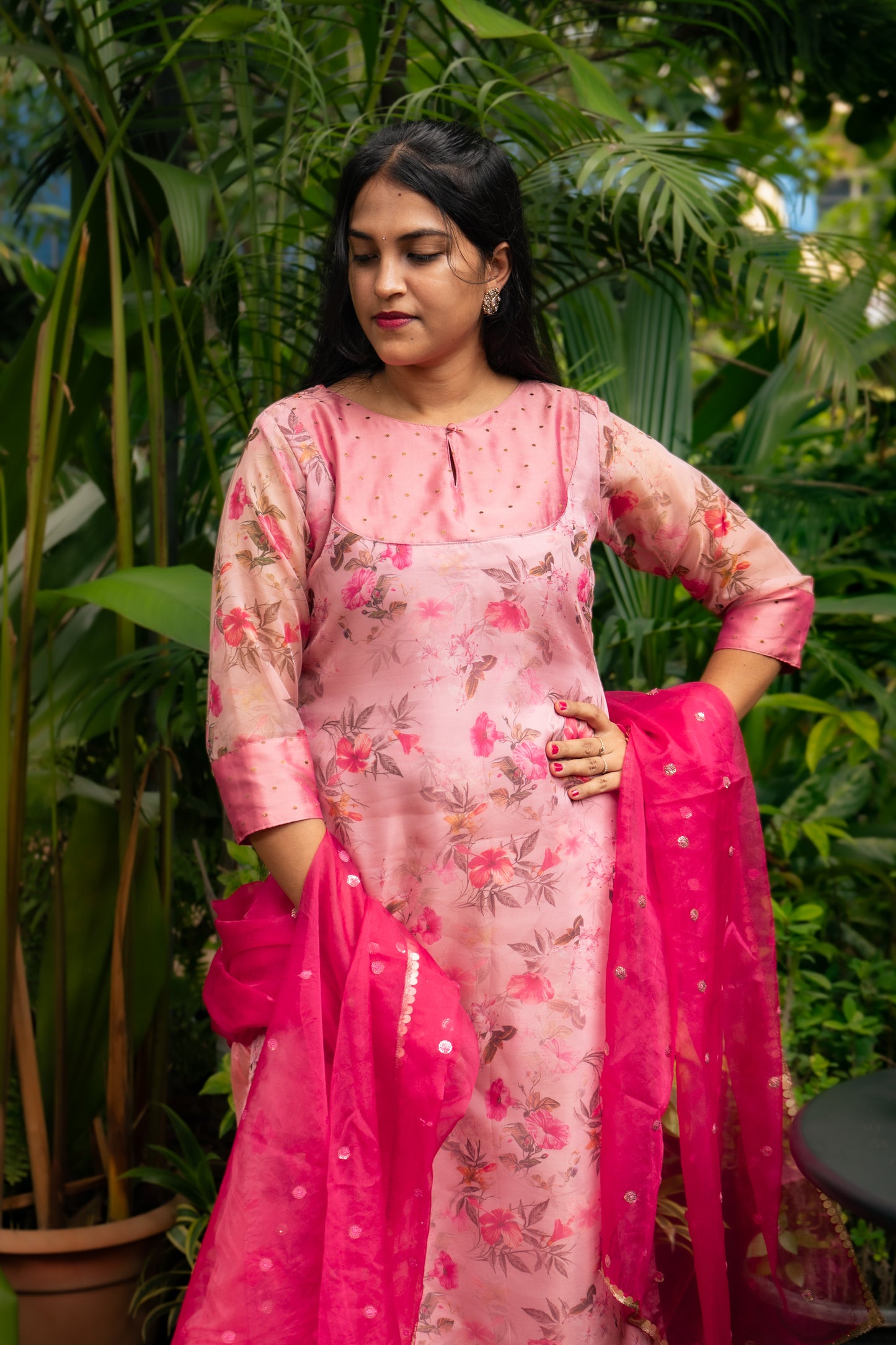 Pink Floral & Brocade