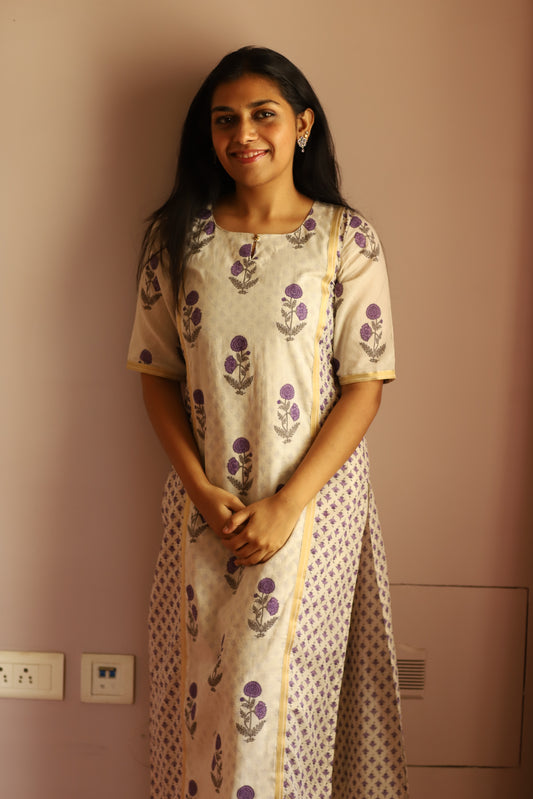 Purple Printed Cotton - Sakyaa India