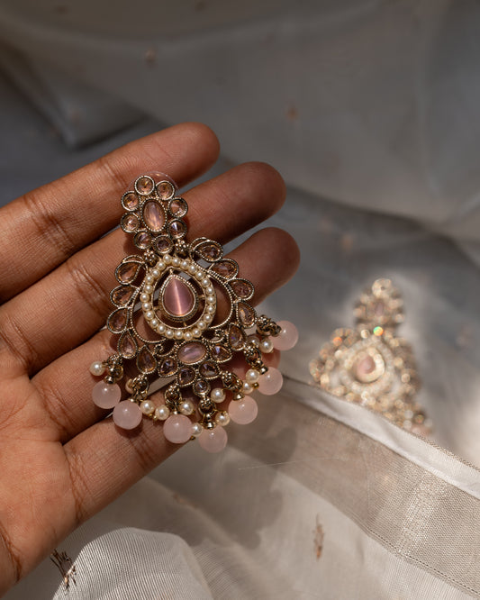 Oxidised Pink Statement Earrings