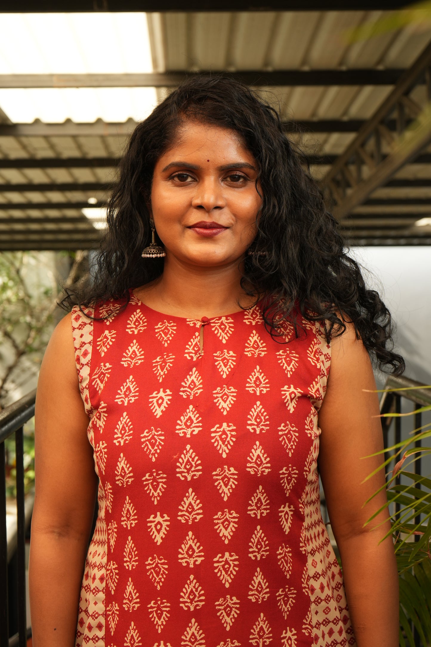 Red panel kurti