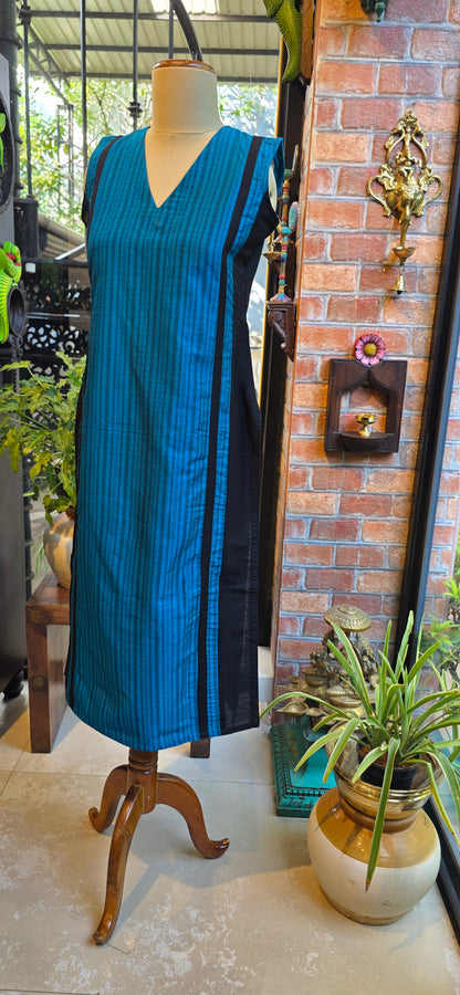 Blue and black panel kurti
