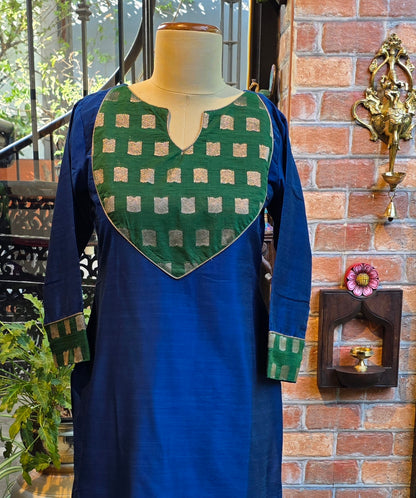 Blue and green wide yoke kurti