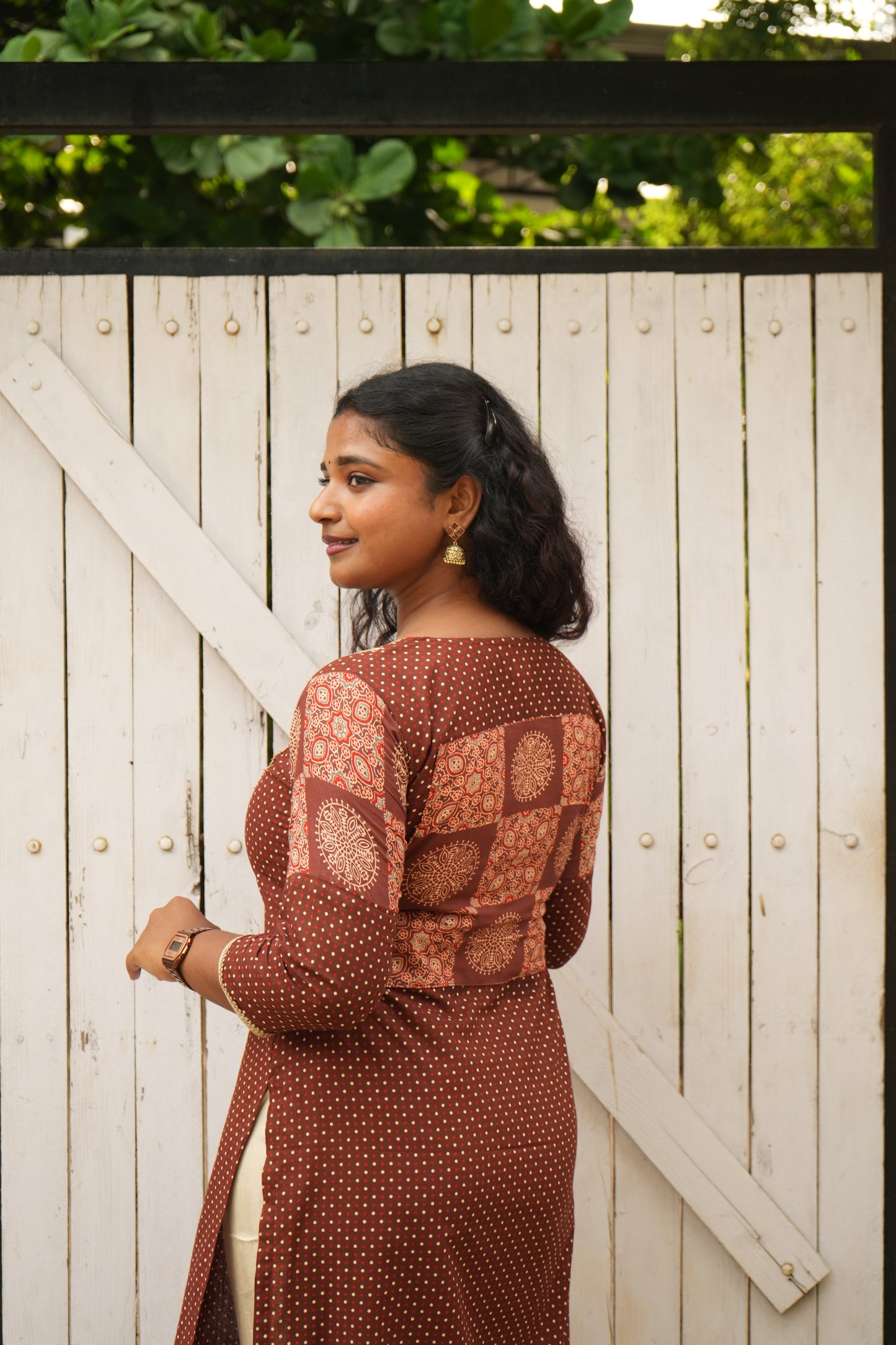 Brown dots kurti