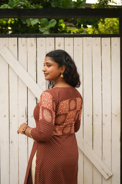 Brown dots kurti