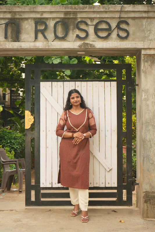 Brown dots kurti