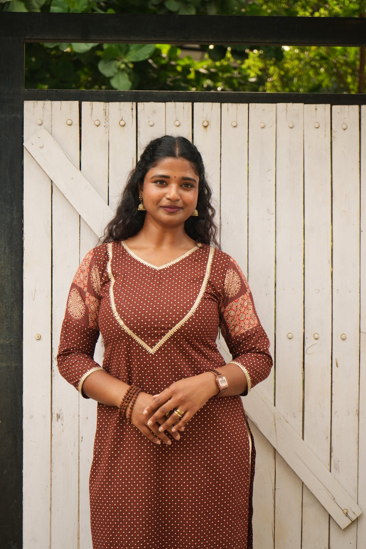 Brown dots kurti