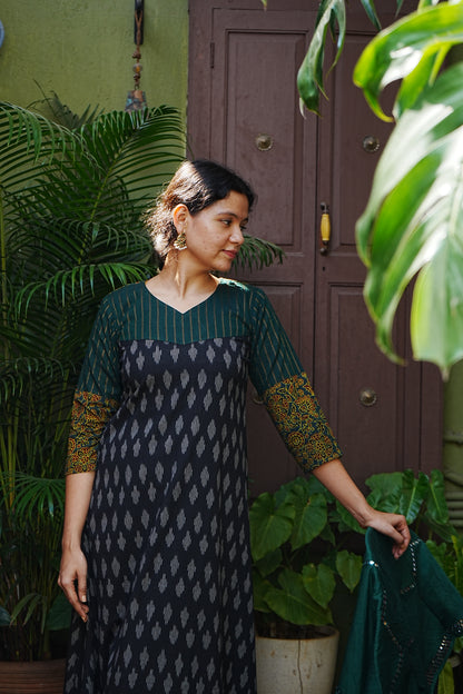 Ikkat with kalamkari
