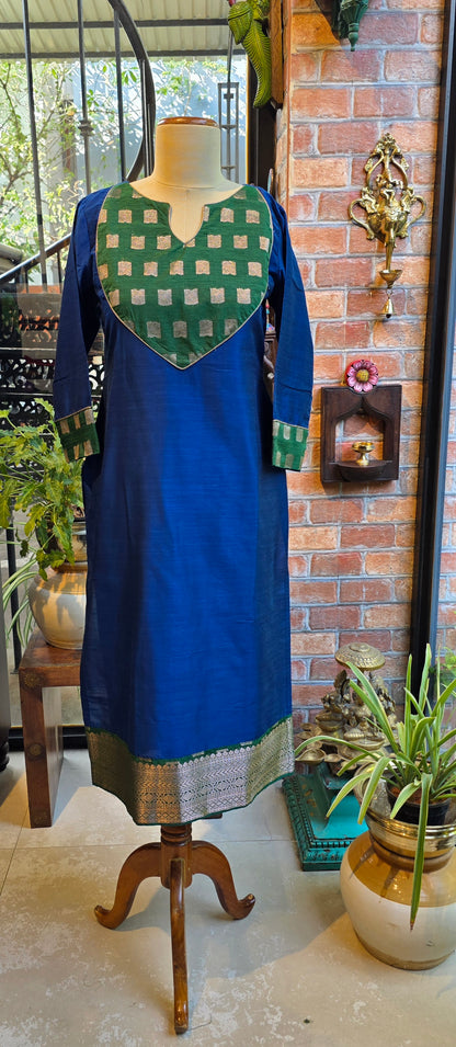 Blue and green wide yoke kurti