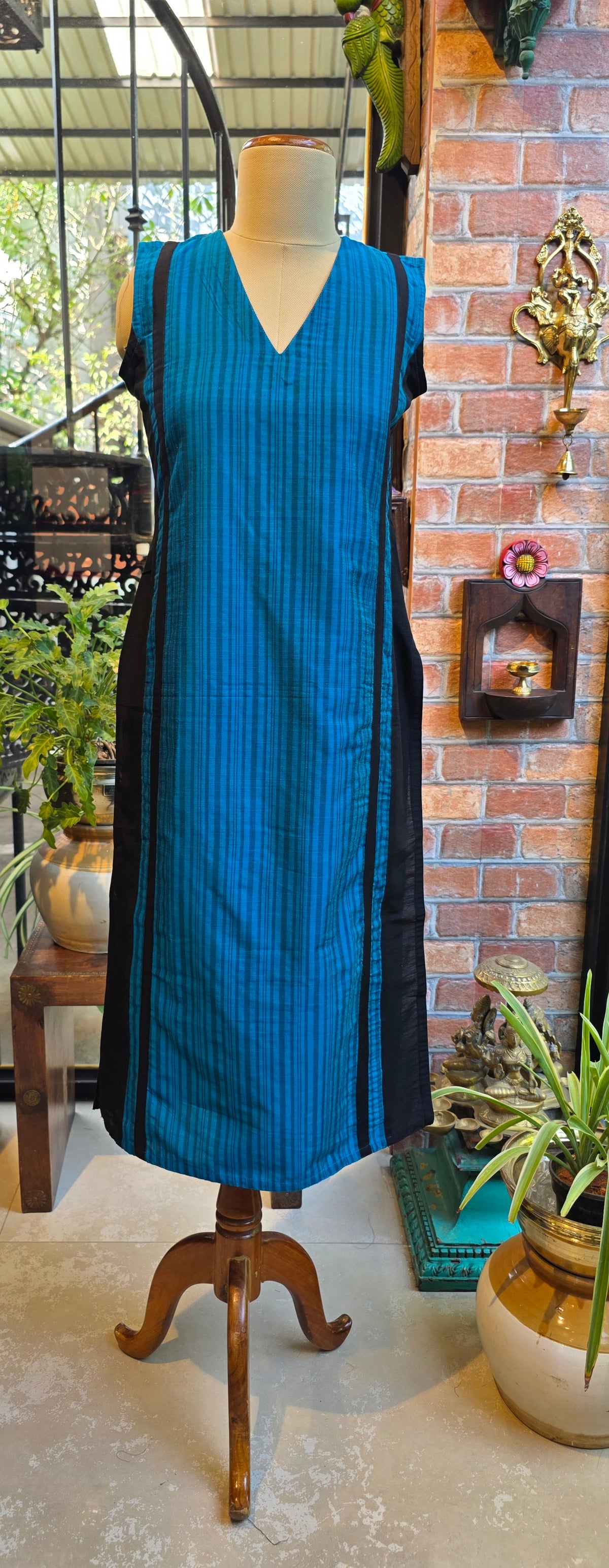Blue and black panel kurti