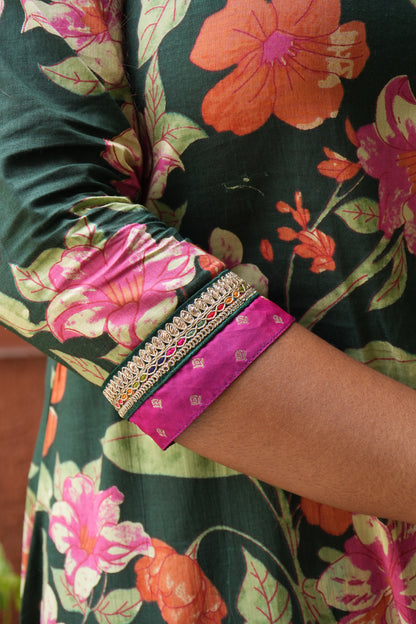 Green floral kurti