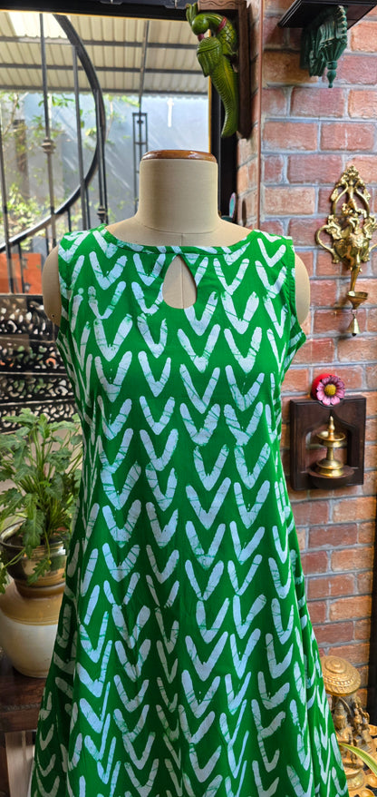 Green batik dress