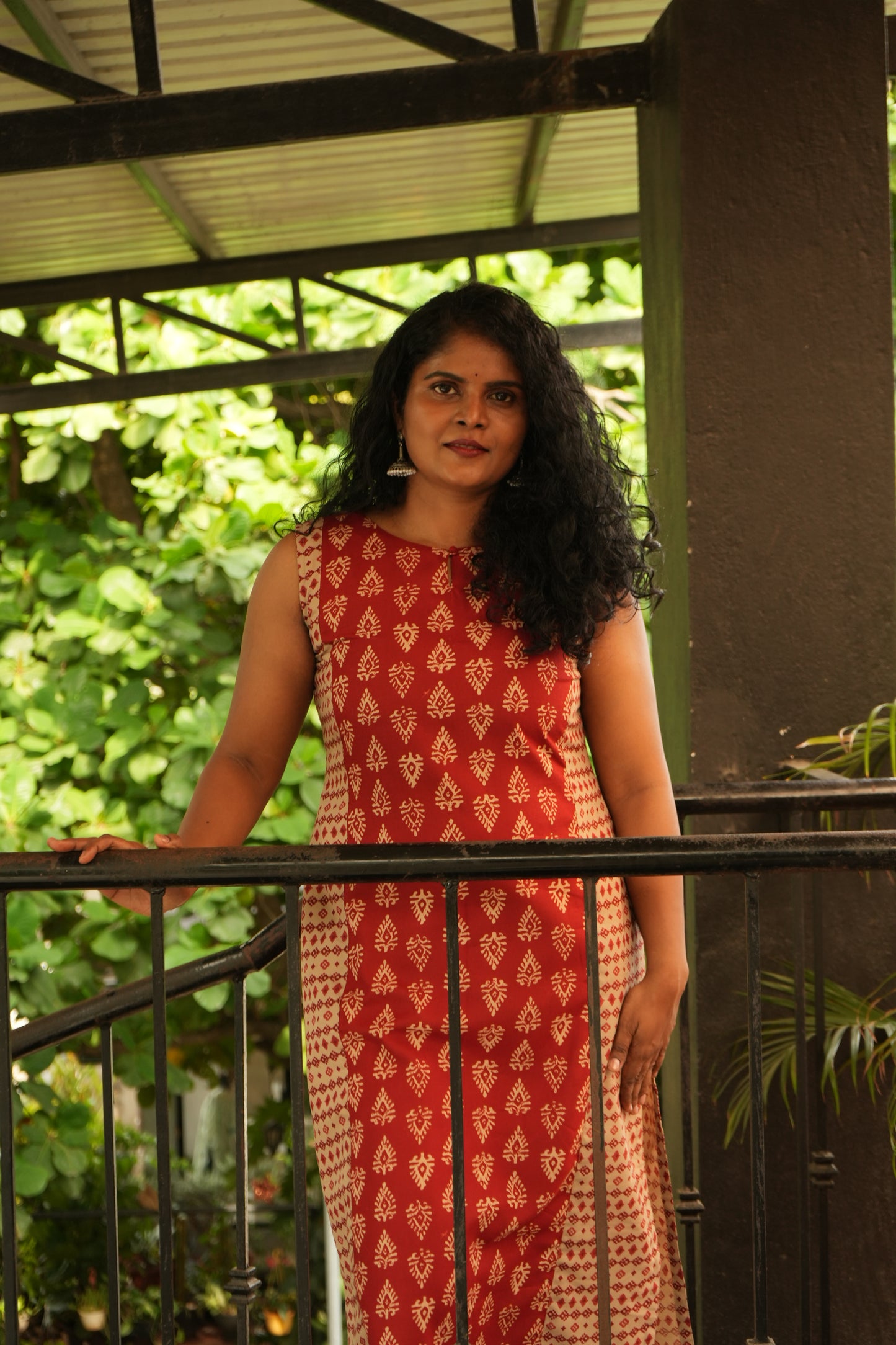 Red panel kurti
