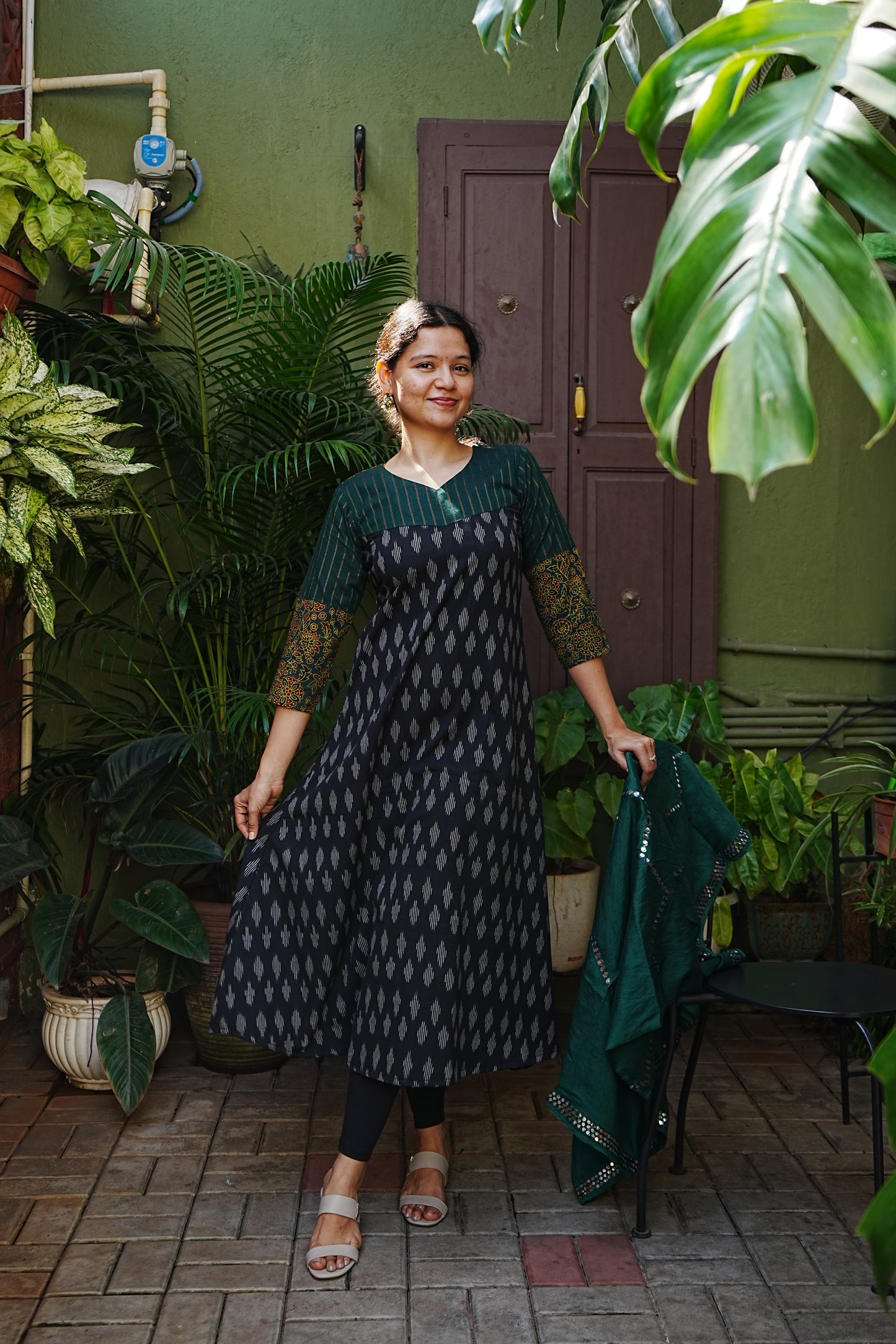Ikkat with kalamkari