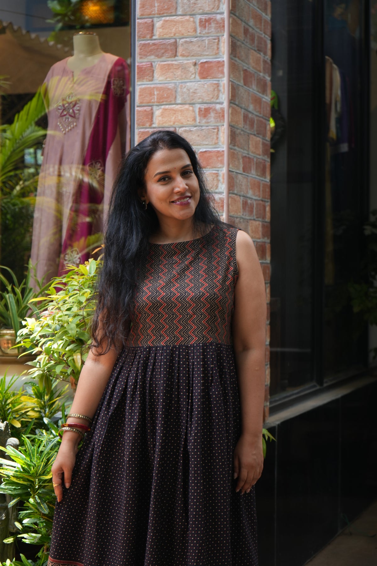 Black pleated dress
