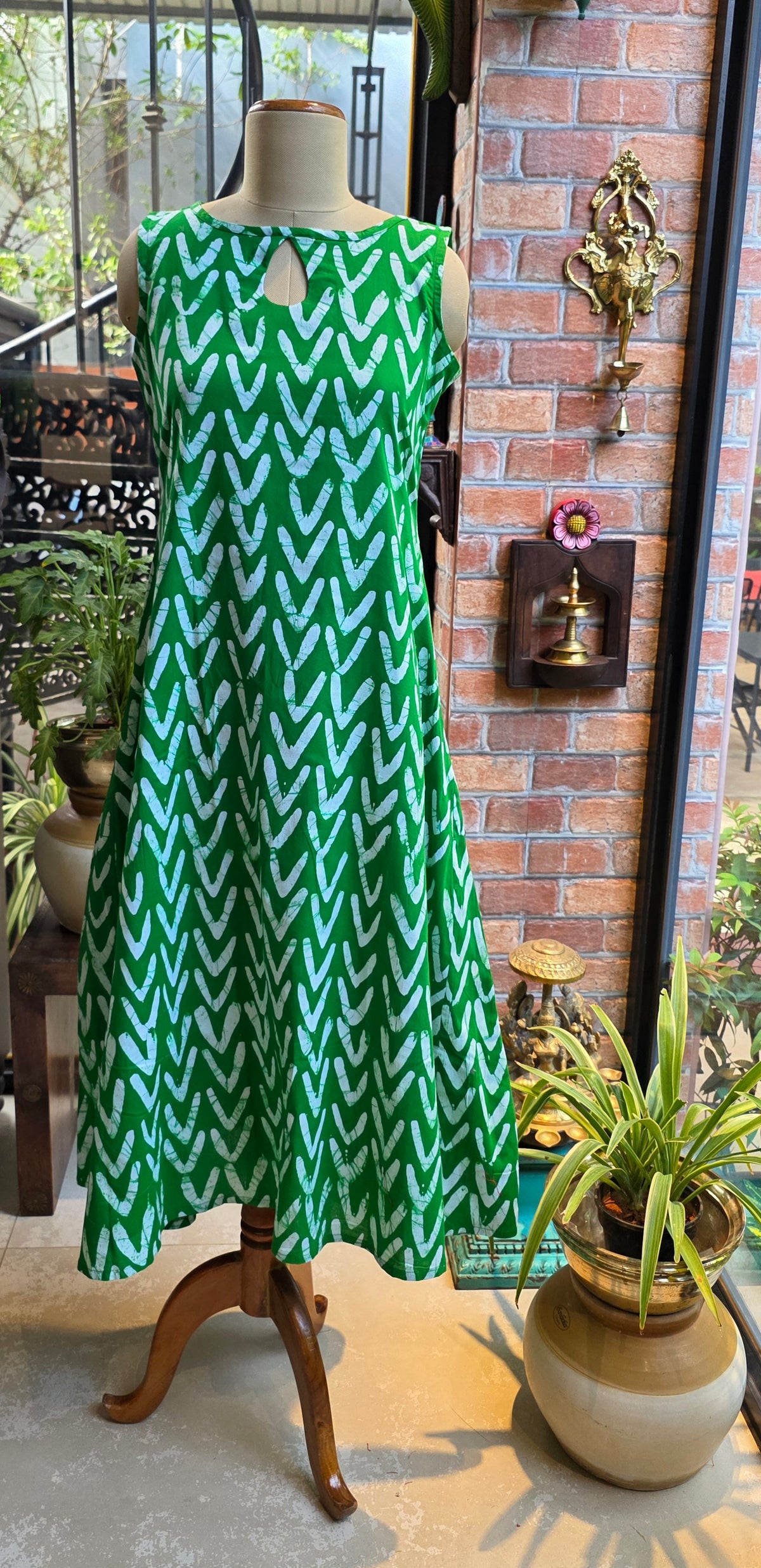 Green batik dress