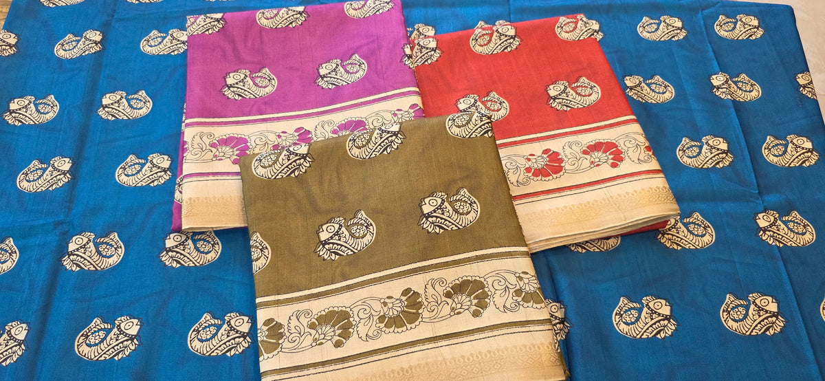 Soft silk kalamkari print saree